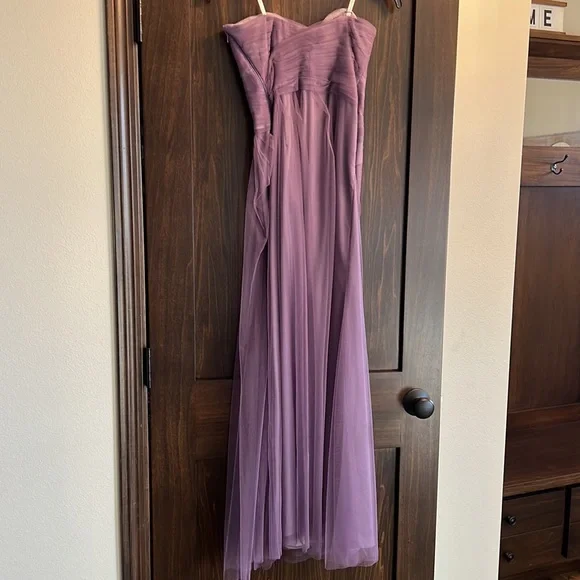 LIKE NEW! Monique Lhuillier bridesmaid lavender colored dress with tulle overlay - Picture 4 of 8